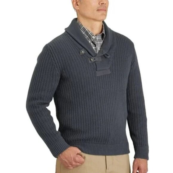 NWT Duluth Trading Co Men's High Neck Infantry Ribbed Sweater Navy Blue M - Picture 1 of 4